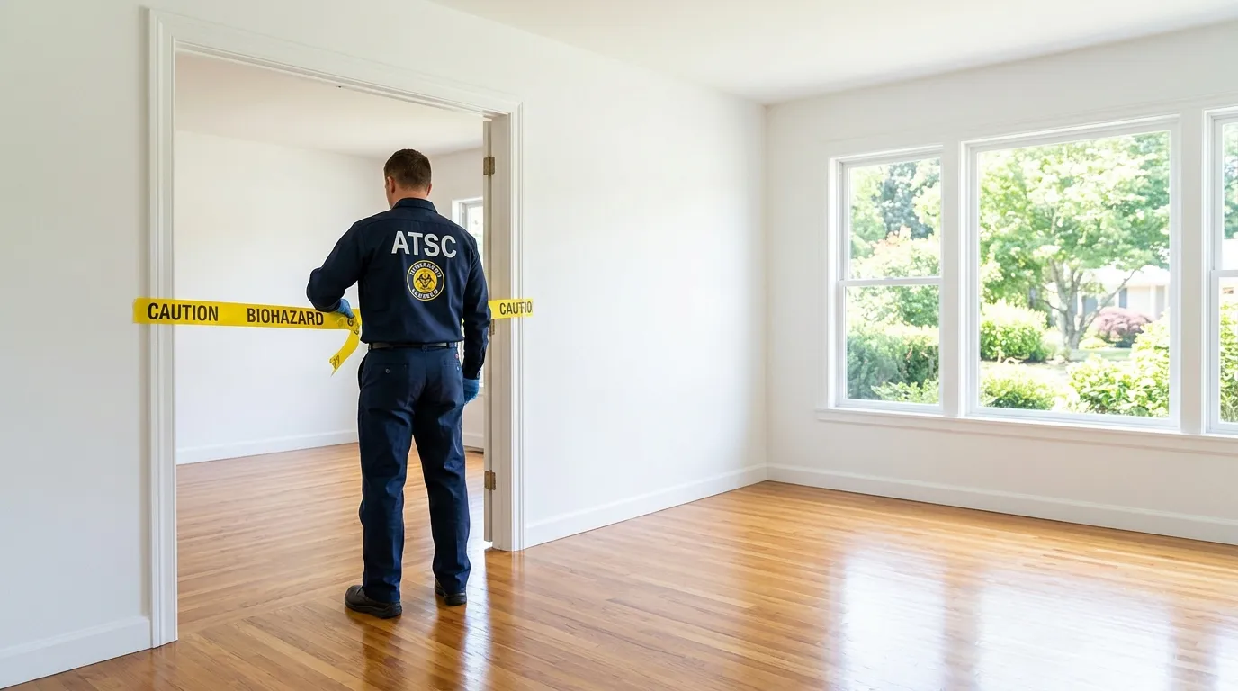 Certified biohazard cleanup crew performing Crime Scene Cleanup in Hampden